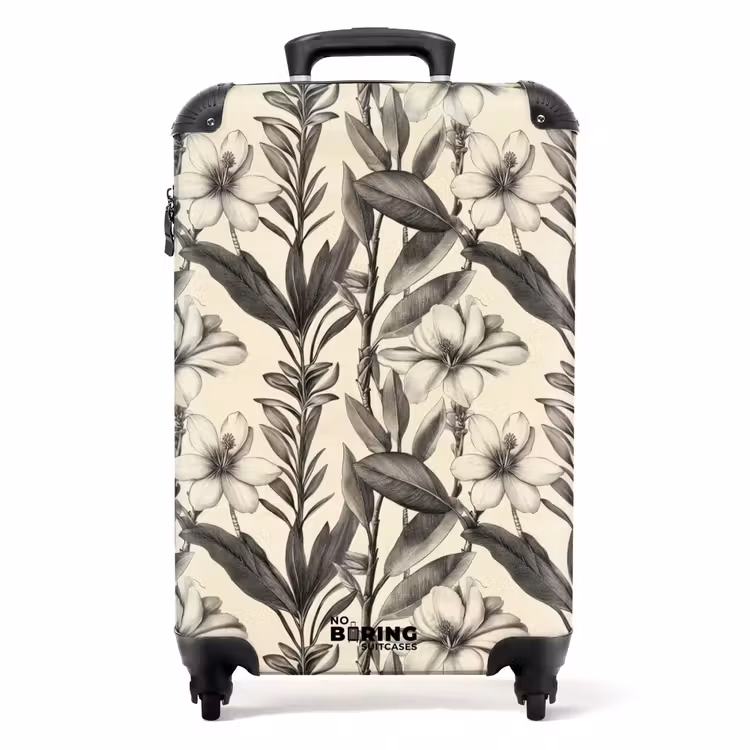 Suitcase - Classic - Botanical - Black - Beige — 1