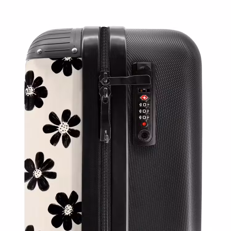 Suitcase - Daisies - Graphic - Black - Beige — 5