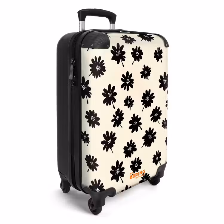 Suitcase - Daisies - Graphic - Black - Beige — 4