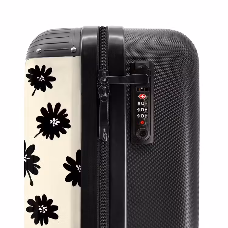 Suitcase - Daisies - Graphic - Black - Beige — 5