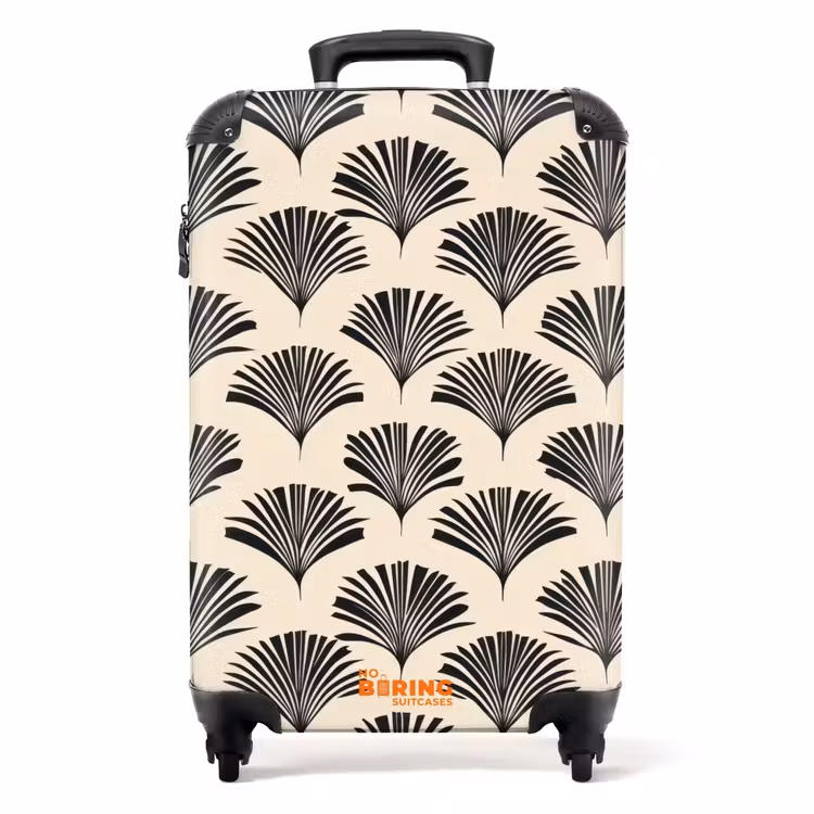Suitcase - Fans - Botanical - Black - Beige — 1