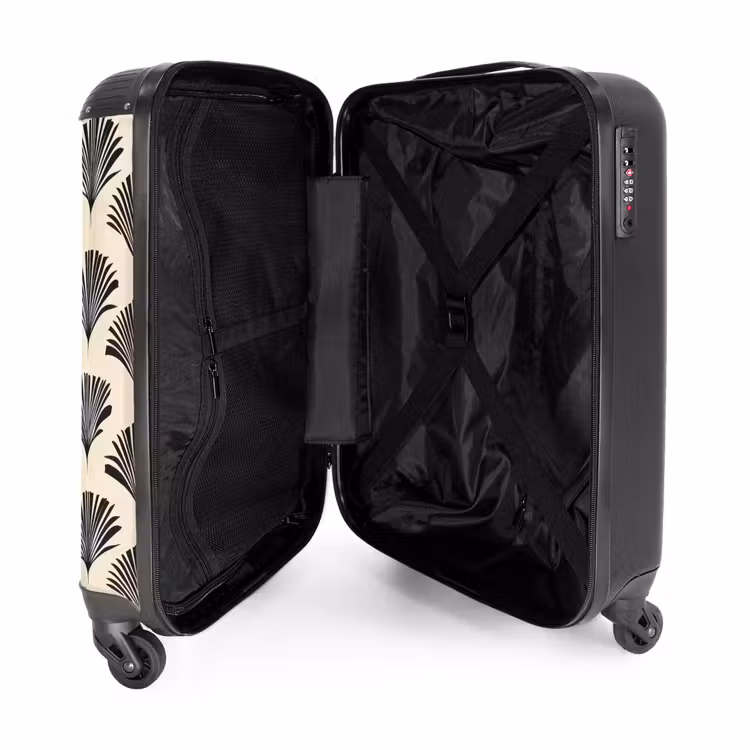 Suitcase - Fans - Botanical - Black - Beige — 3