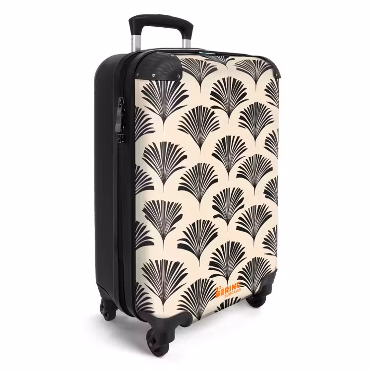 Suitcase - Fans - Botanical - Black - Beige — 4