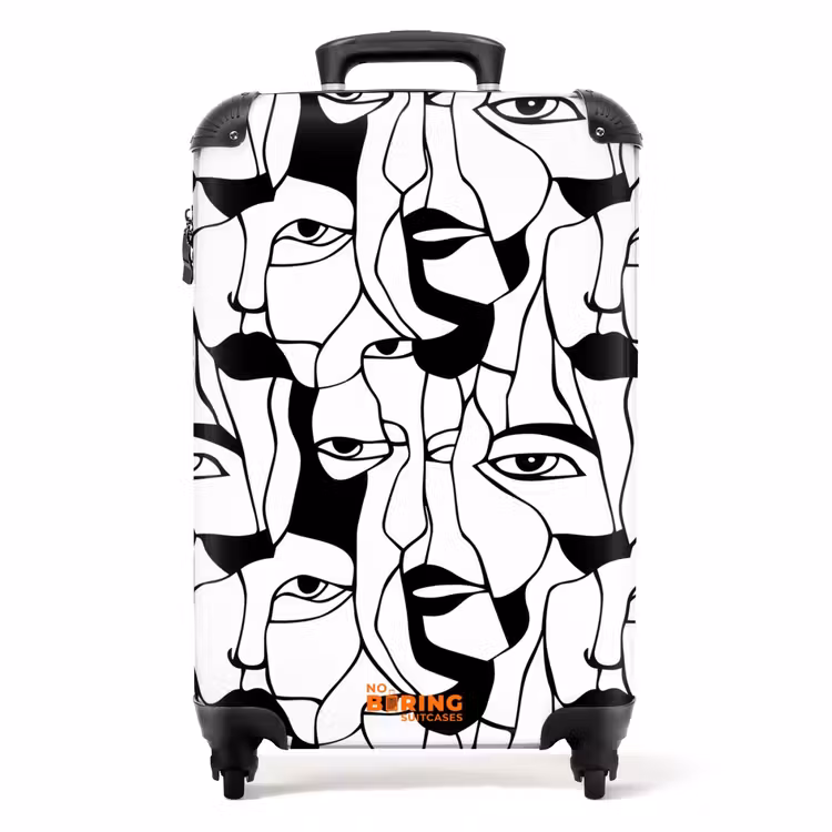 Suitcase - Lines - Faces - Black - White — 1