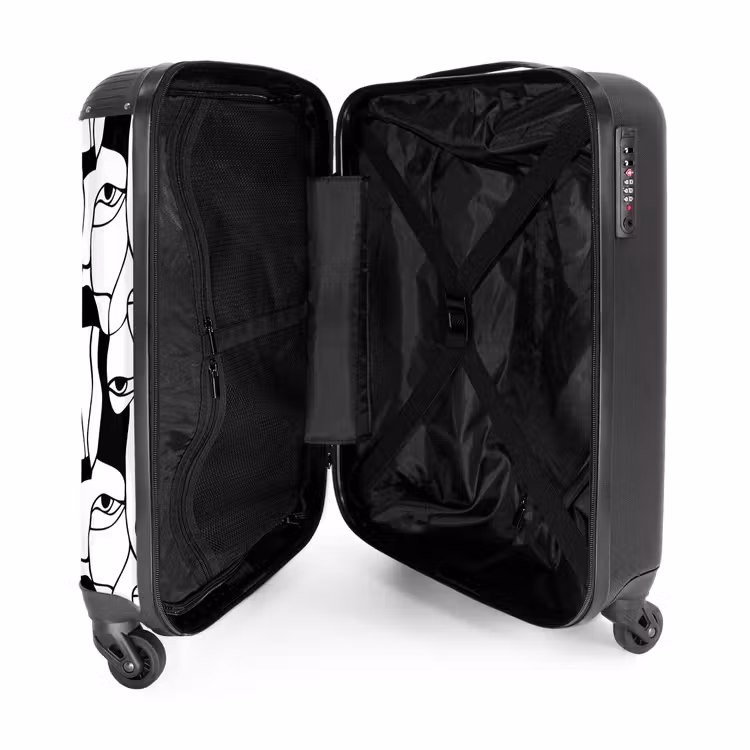 Suitcase - Lines - Faces - Black - White — 3