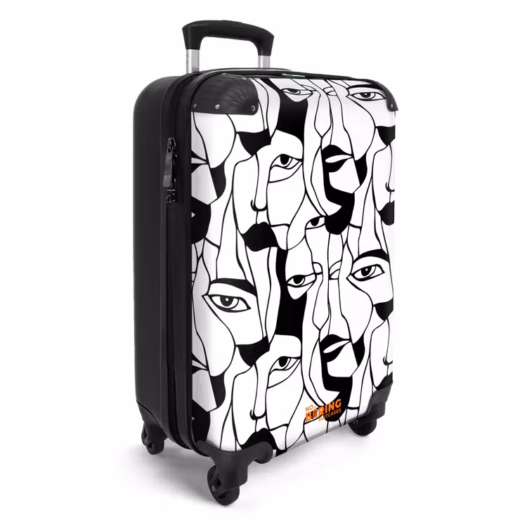 Suitcase - Lines - Faces - Black - White — 4