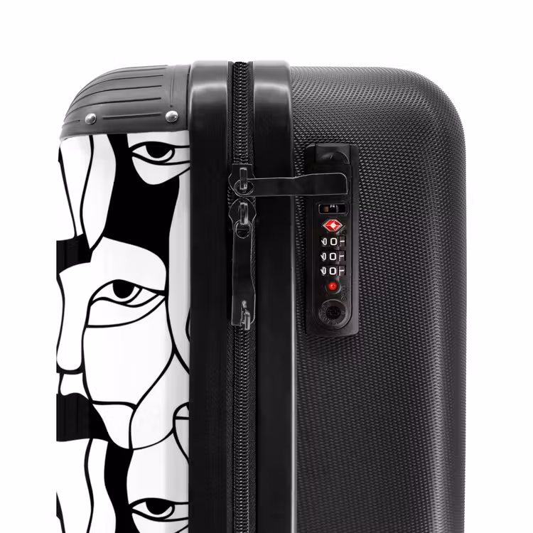 Suitcase - Lines - Faces - Black - White — 5