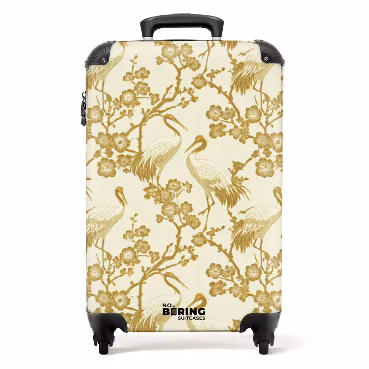 Suitcase - Crane - Cherry Blossom - Gold — 1
