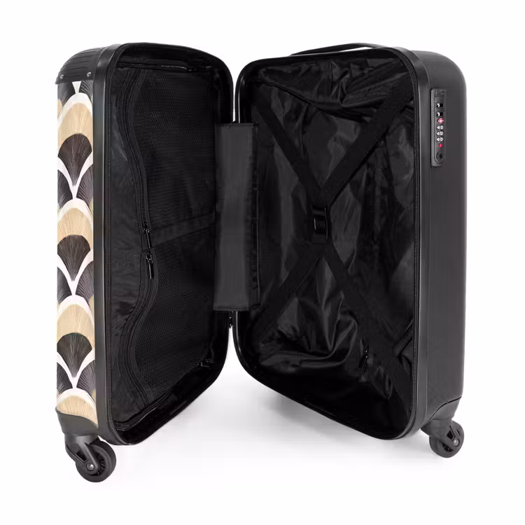 Suitcase - Fan - Pattern - Black - Beige — 3