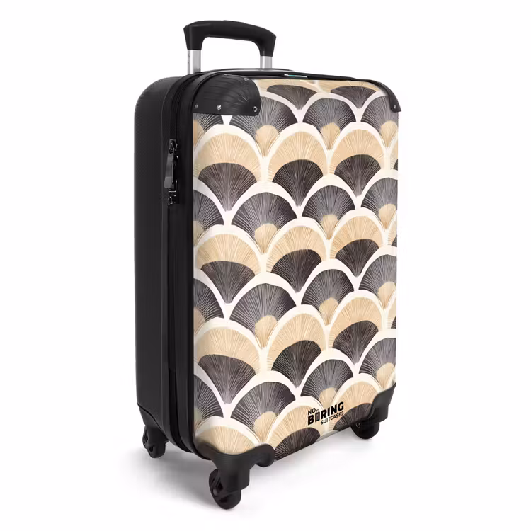 Suitcase - Fan - Pattern - Black - Beige — 4