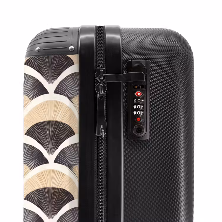 Suitcase - Fan - Pattern - Black - Beige — 5