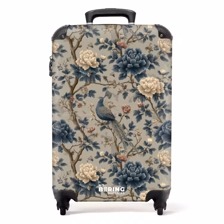 Suitcase - Peacock - Flowers - Blue — 1