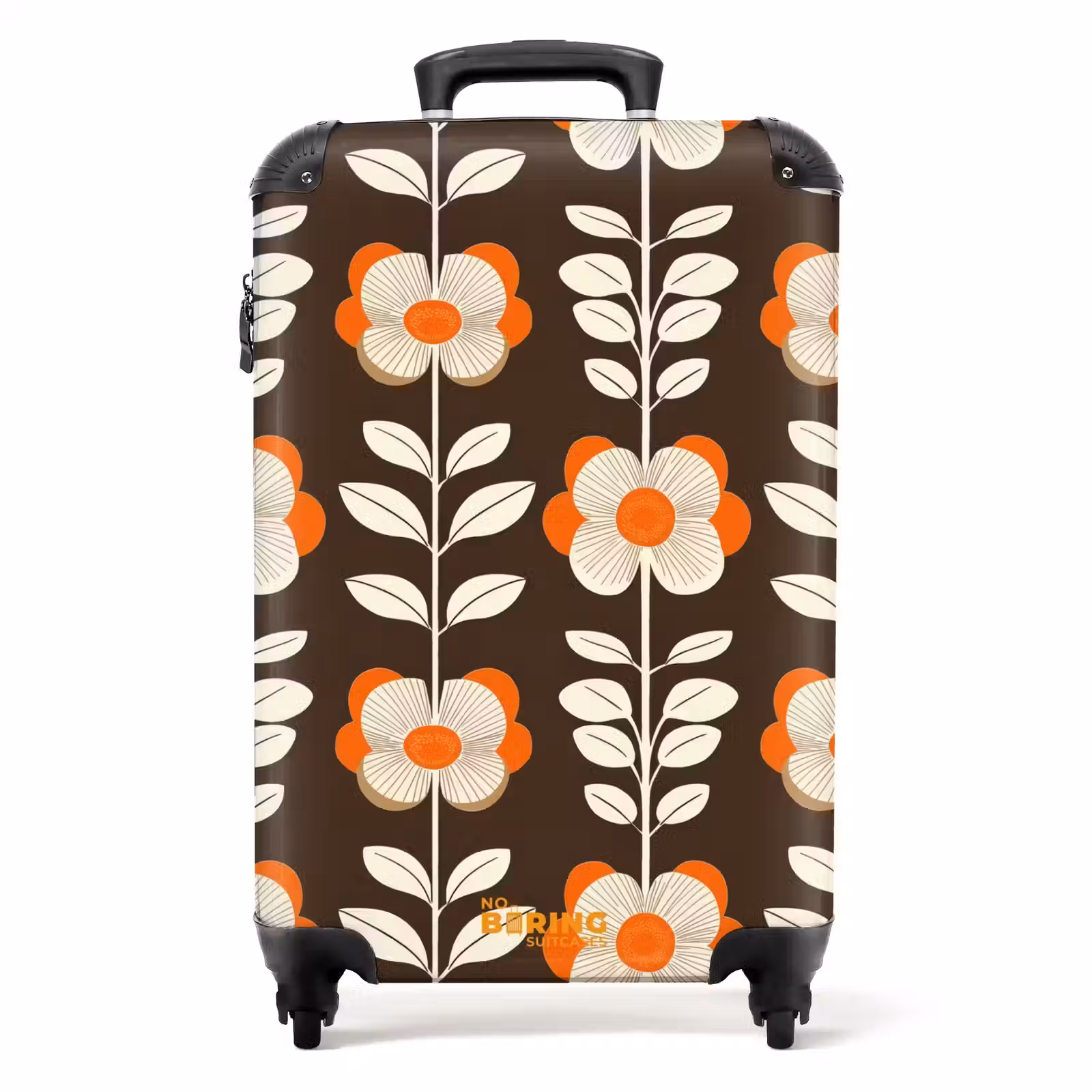 Suitcase - Flowers - Retro - Brown — 1