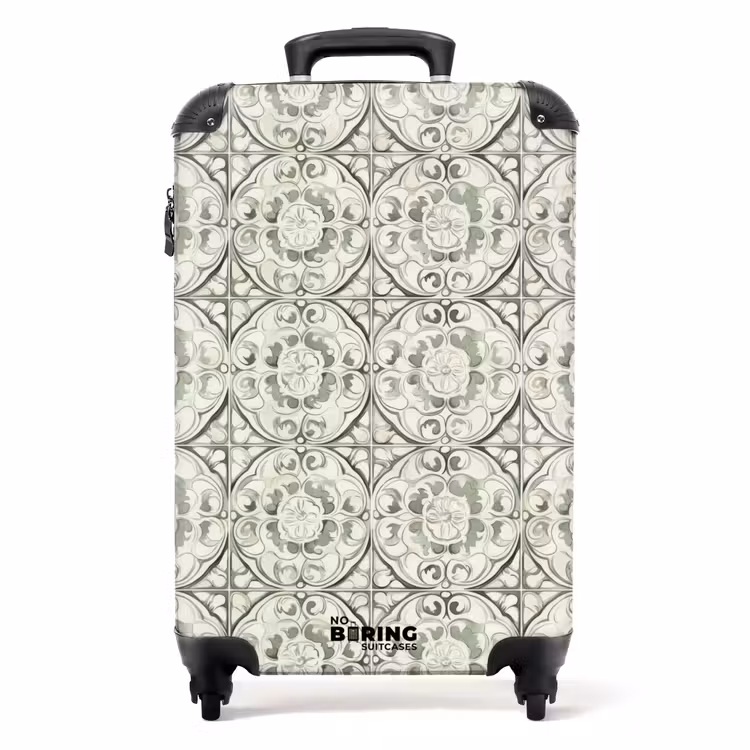 Suitcase - Curly Ornament - Tile - Green — 1
