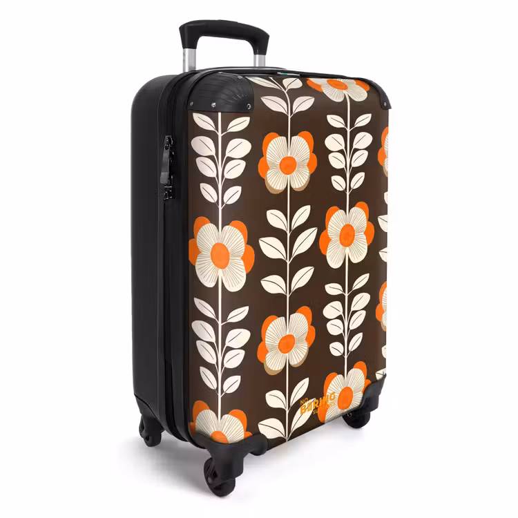 Suitcase - Flowers - Retro - Brown — 4