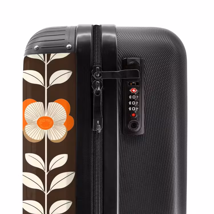 Suitcase - Flowers - Retro - Brown — 5