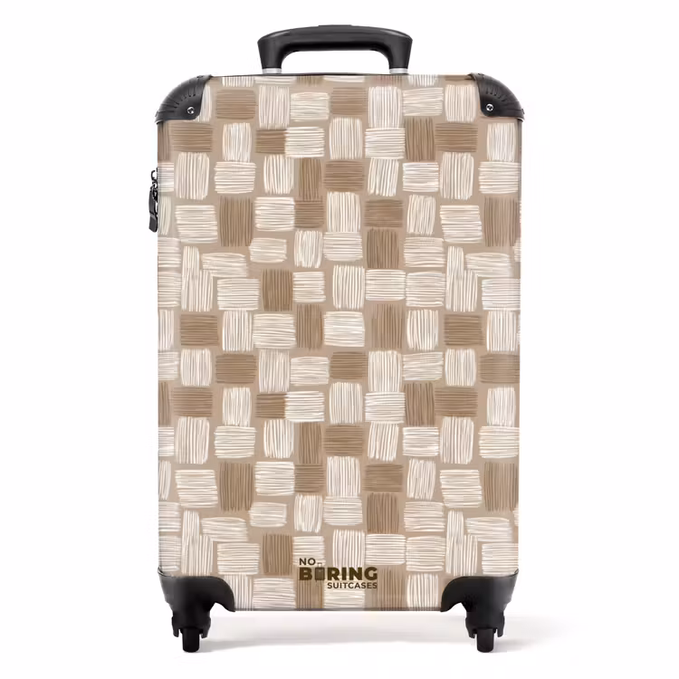 Suitcase - Block - Pattern - Brown — 1