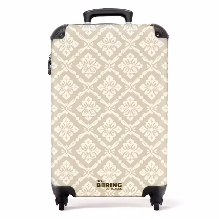 Suitcase - Floral - Ornament - Beige — 1