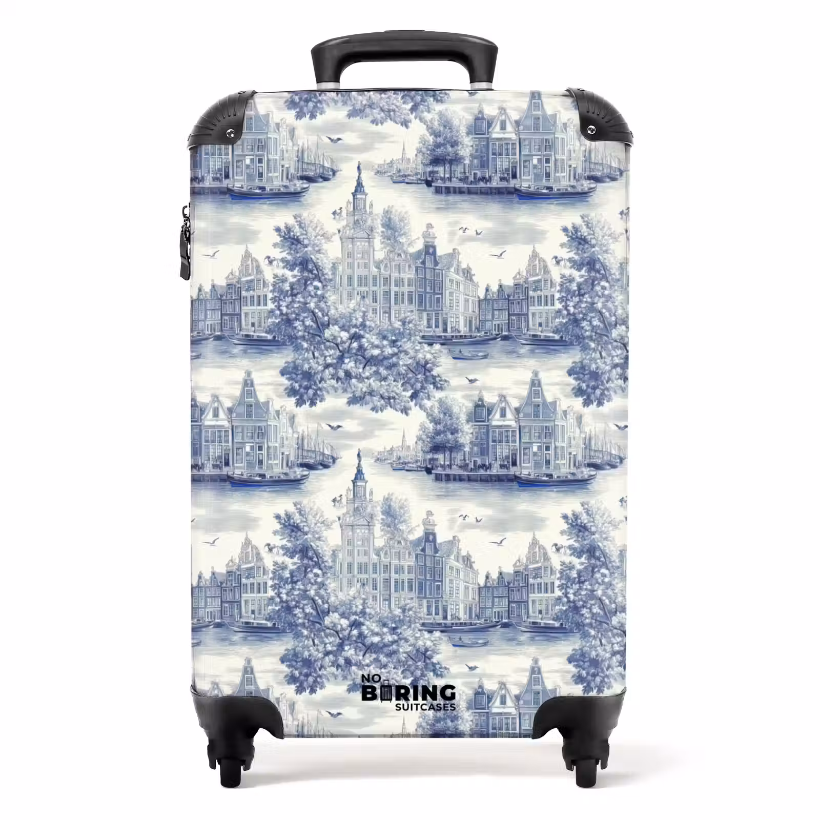 Suitcase - Houses - Trees - Water - Birds - Blue — 1