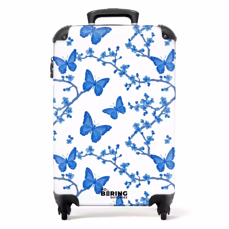 Suitcase - Butterfly - Flowers - Blue — 1