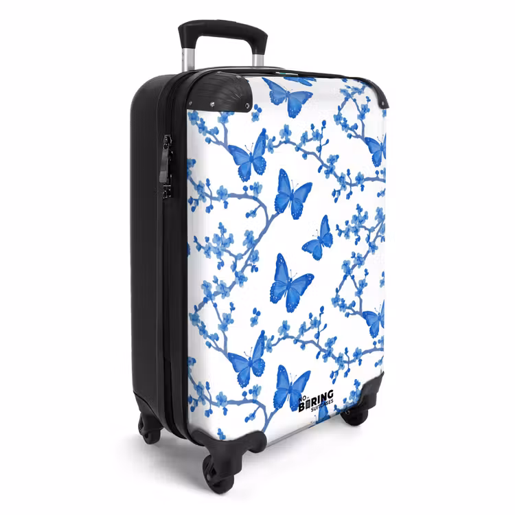 Suitcase - Butterfly - Flowers - Blue — 4