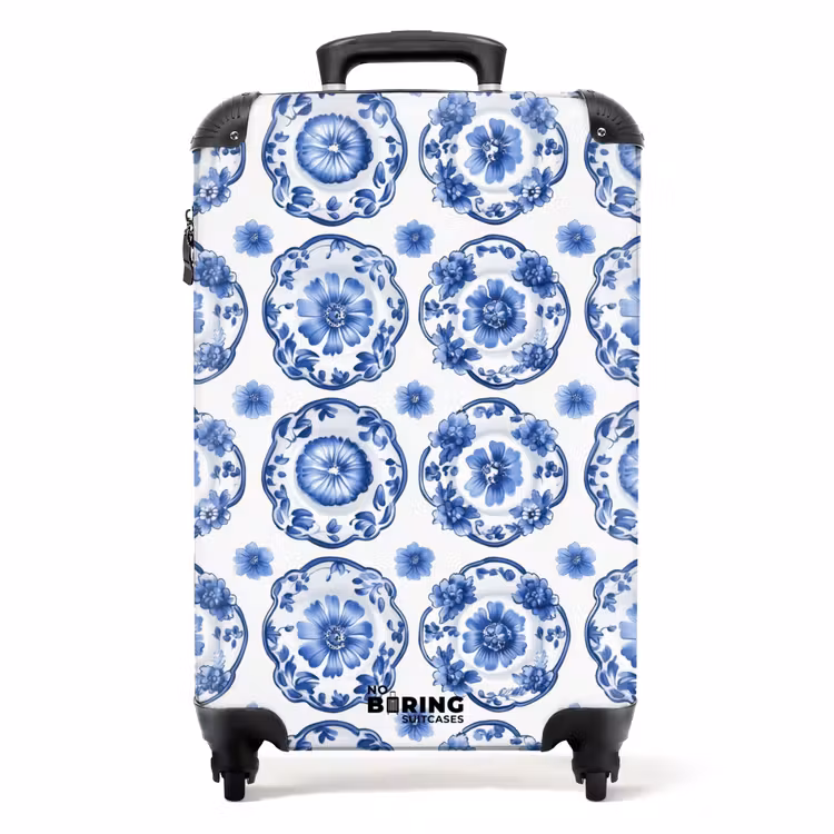 Suitcase - Decorative signs - Flowers - Blue — 1