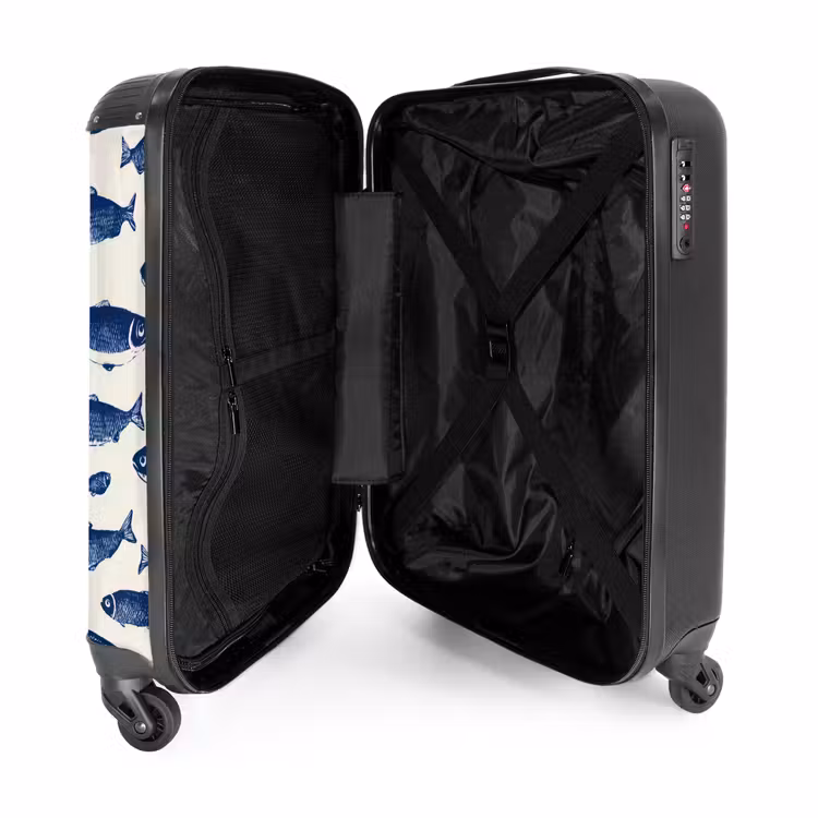 Suitcase - Fish - Pattern - Blue - White — 3