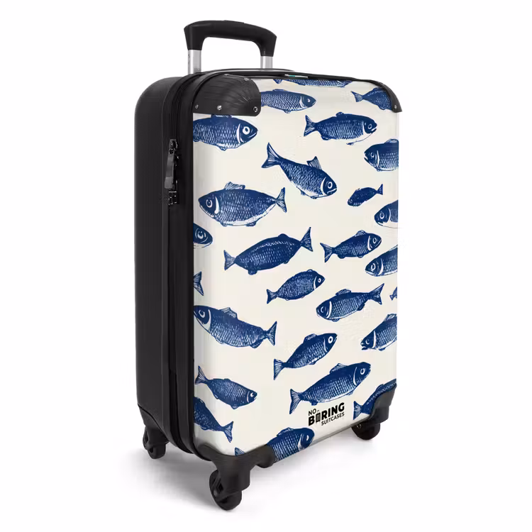 Suitcase - Fish - Pattern - Blue - White — 4