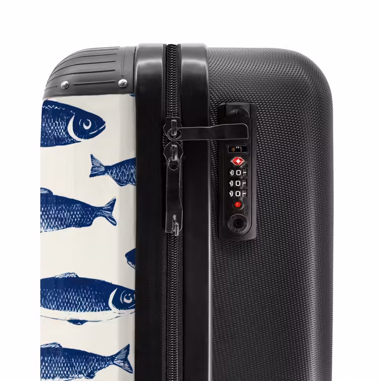 Suitcase - Fish - Pattern - Blue - White — 5
