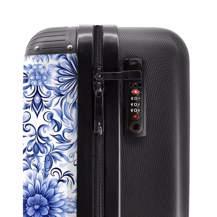 Suitcase - Flowers - Blue - Pattern - White — 5