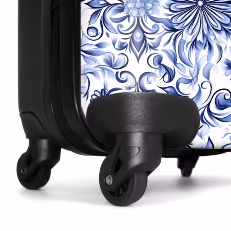 Suitcase - Flowers - Blue - Pattern - White — 6