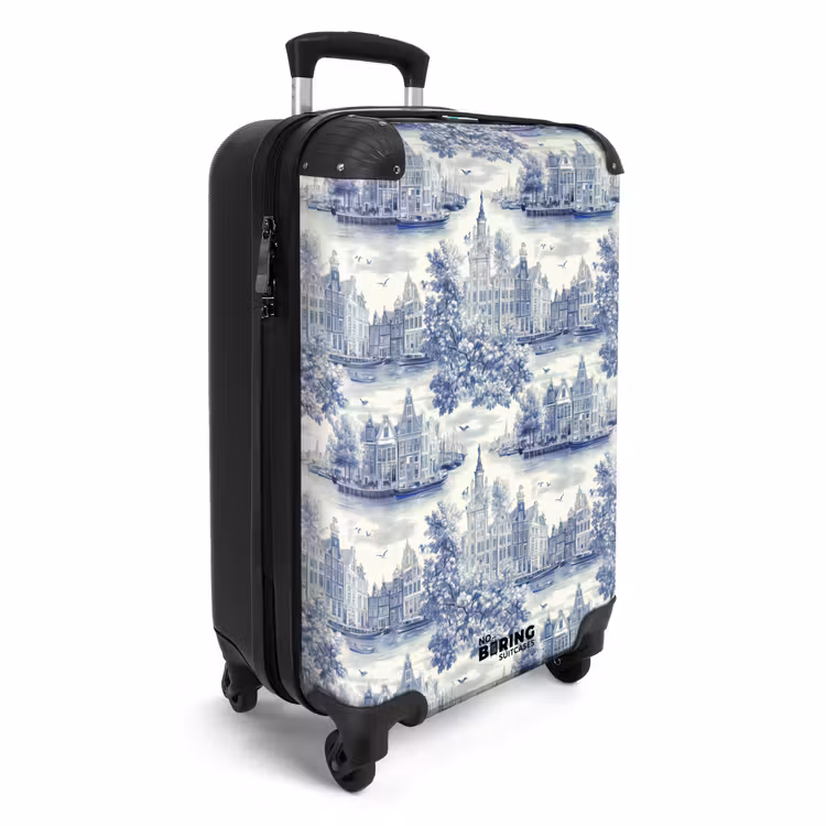 Suitcase - Houses - Trees - Water - Birds - Blue — 4