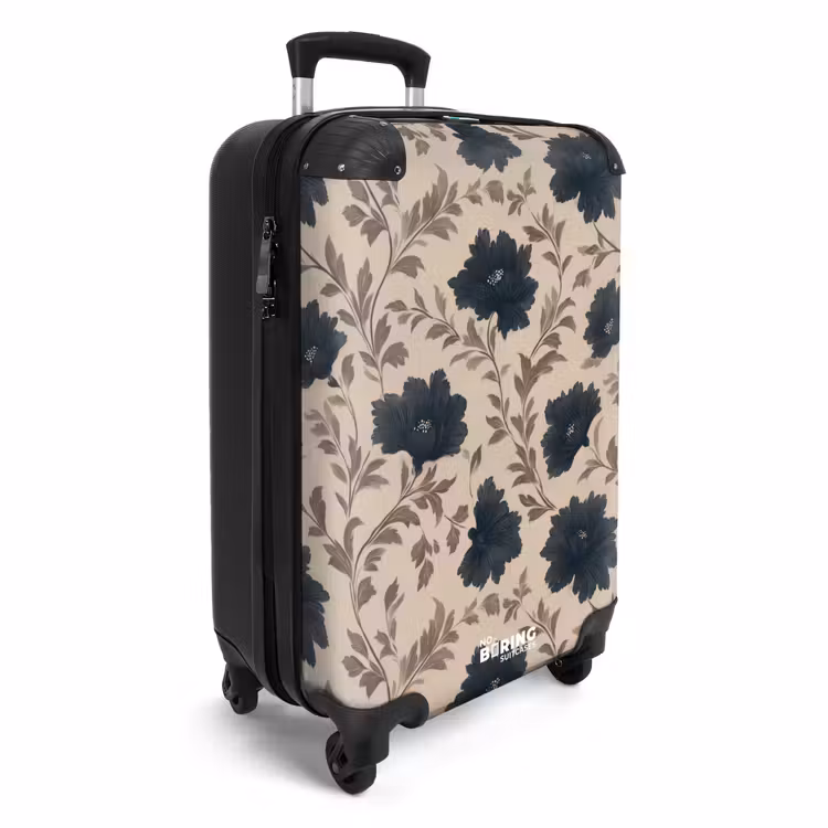 Suitcase - Motif - Flowers - Black - Beige — 4