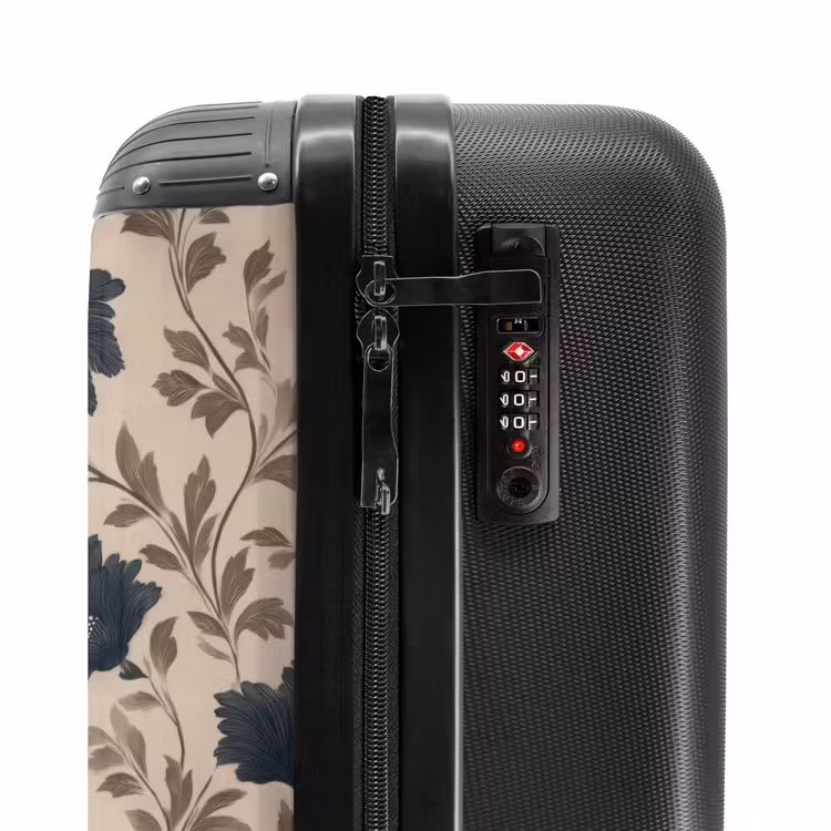 Suitcase - Motif - Flowers - Black - Beige — 5