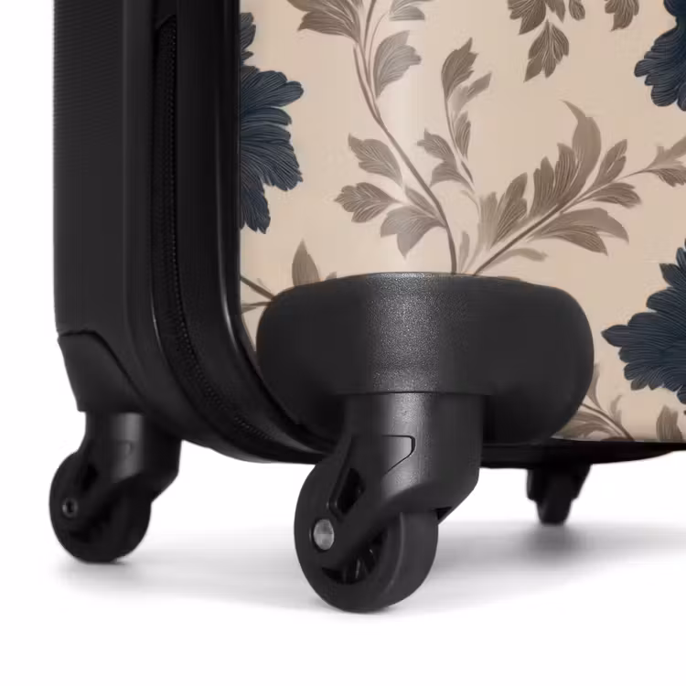 Suitcase - Motif - Flowers - Black - Beige — 6