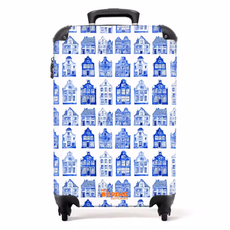 Suitcase - Pattern - Houses - Blue — 1