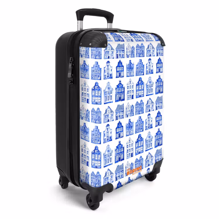 Suitcase - Pattern - Houses - Blue — 4