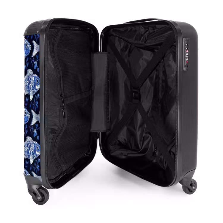 Suitcase - Pisces - Flowers - Blue — 3