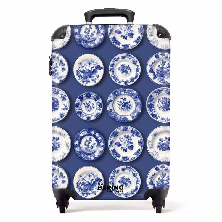 Suitcase - Plates - Floral - Blue — 1