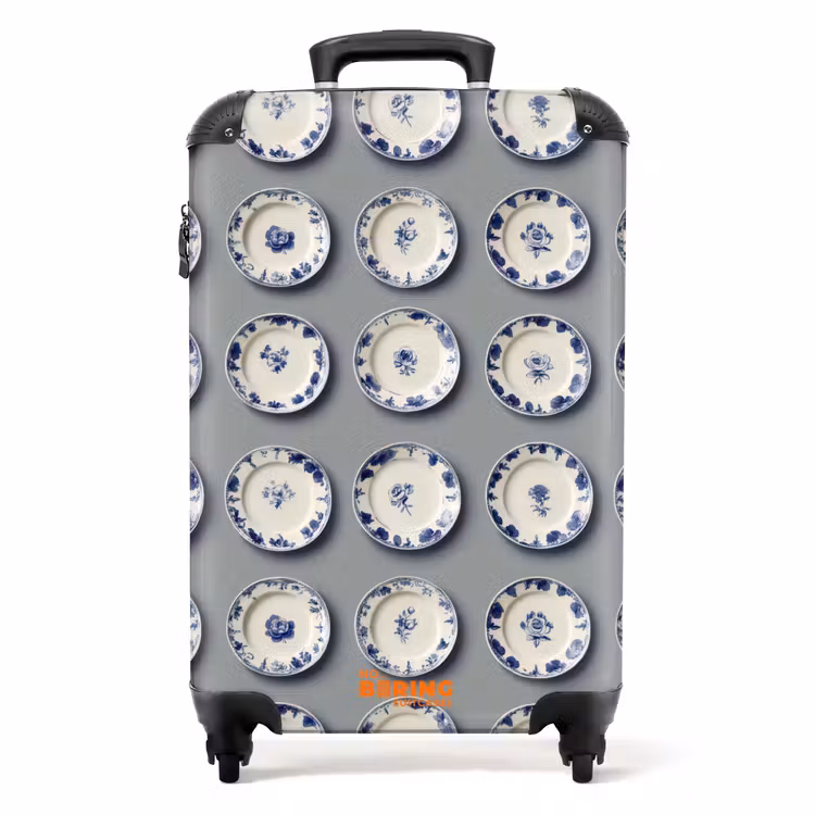 Suitcase - Signs - Flowers - Blue - White — 1
