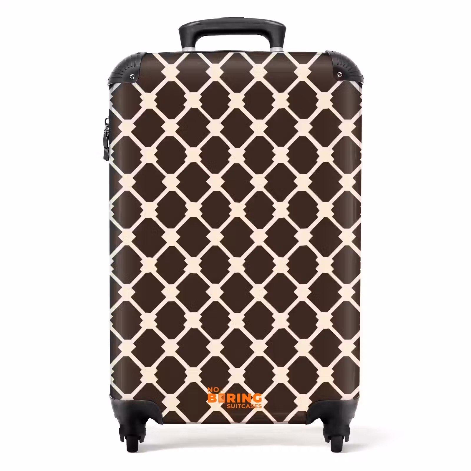 Suitcase - Brown - Checkered pattern - Geometric — 1