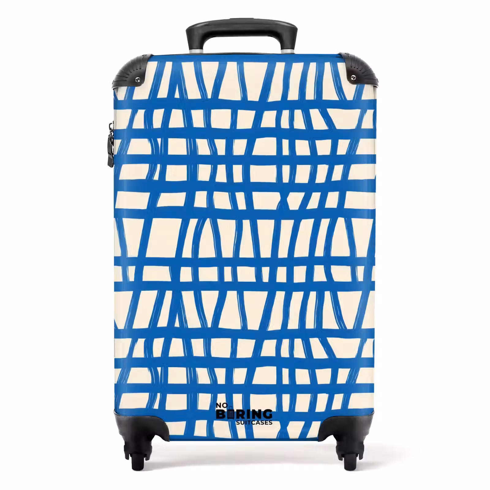 Suitcase - Checkered pattern - Blue - Cream — 1