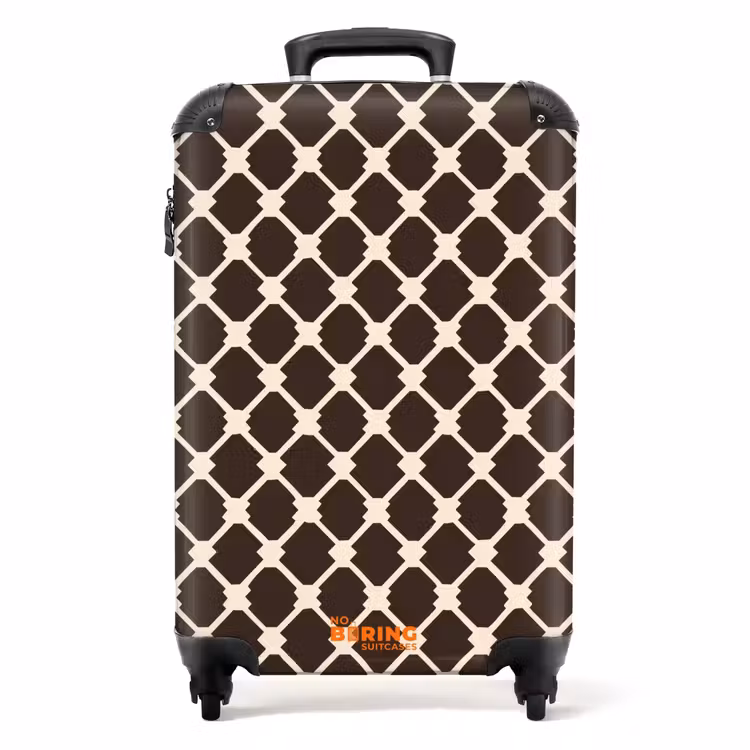 Suitcase - Brown - Checkered pattern - Geometric — 1
