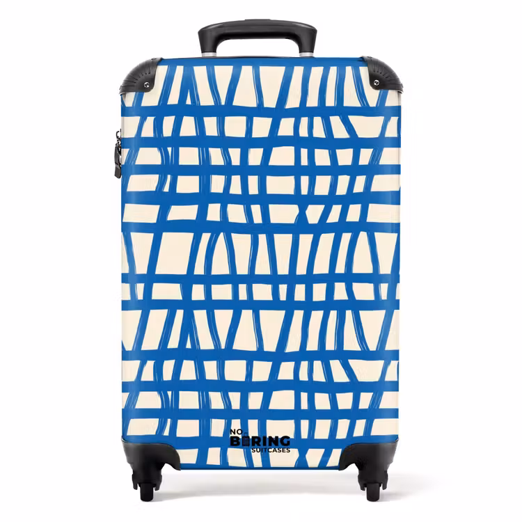Suitcase - Checkered pattern - Blue - Cream — 1