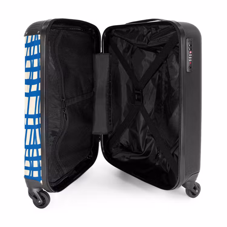 Suitcase - Checkered pattern - Blue - Cream — 3