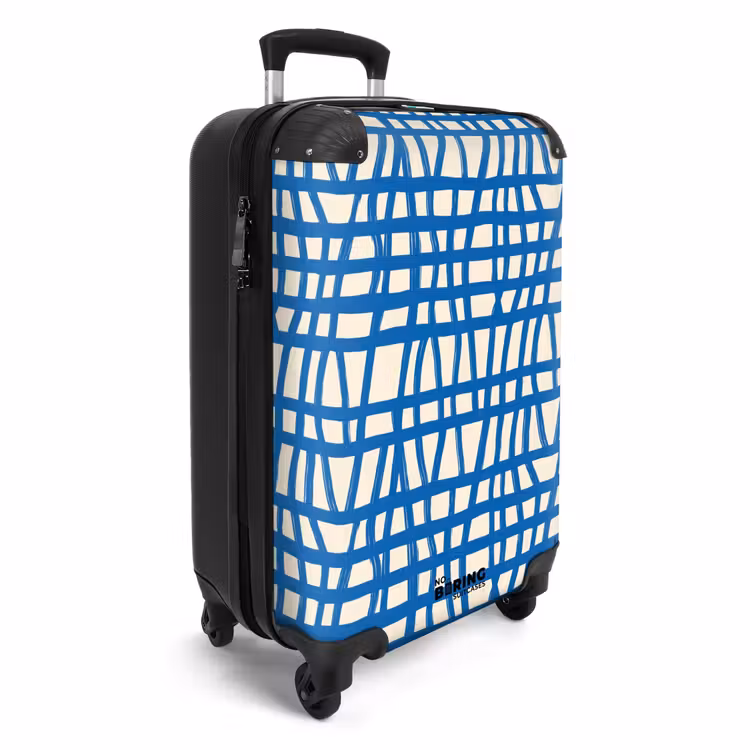 Suitcase - Checkered pattern - Blue - Cream — 4
