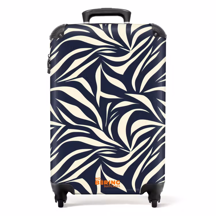 Suitcase - Leaf Shapes - Blue - Pattern - White — 1