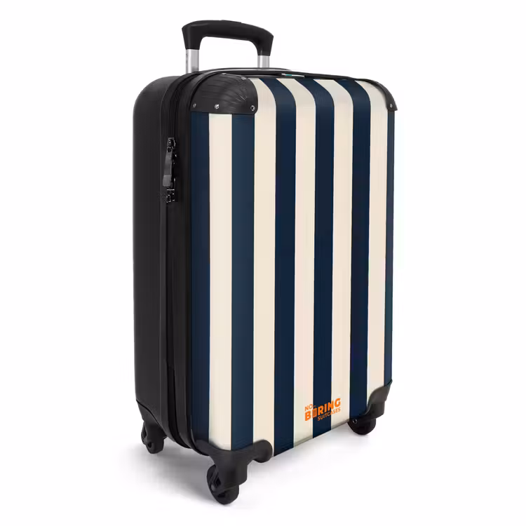 Suitcase - Vertical stripes - Blue - Cream — 4