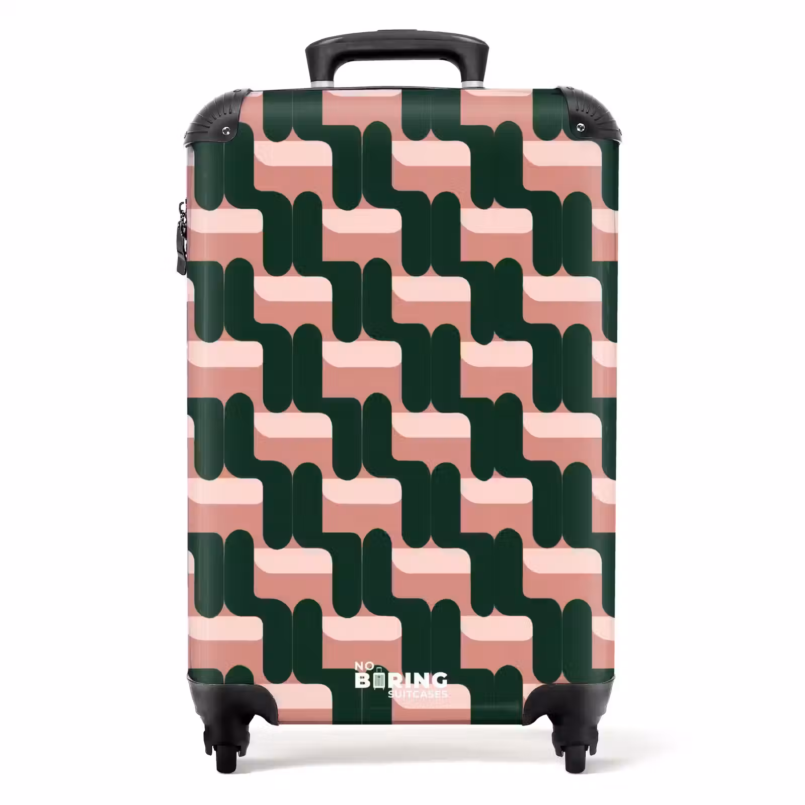 Suitcase - Braid pattern - Green - Pink - Geometric — 1