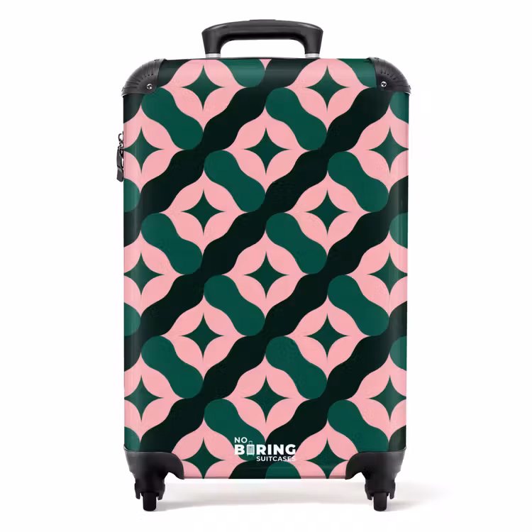Suitcase - Green - Pink - Retro - Stars — 1